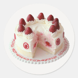 Sticker Rond Gâteau vintage aux fraises