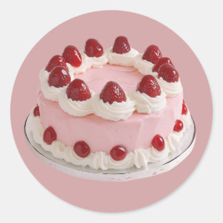 Sticker Rond Gâteau vintage aux fraises