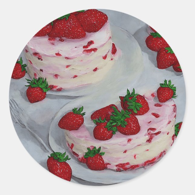 Sticker Rond Gâteaux aux fraises (Devant)