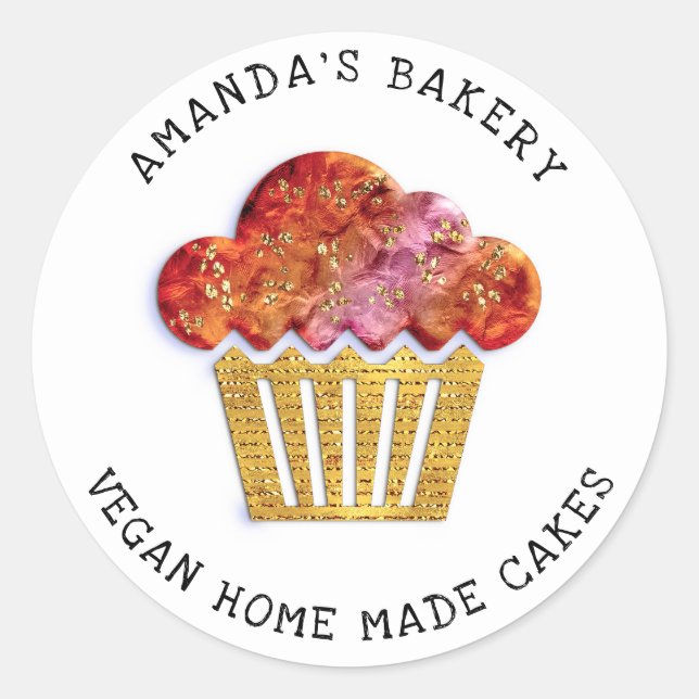 Sticker Rond Gâteaux Boulangerie maison sucrée Muffin Gold Cora (Devant)