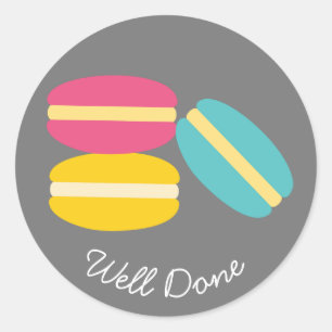 Sticker Rond Gâteaux colorés de macaron français