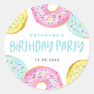 Sticker Rond Gâteaux Donuts Anniversaire Poudrés de Pastel Colo
