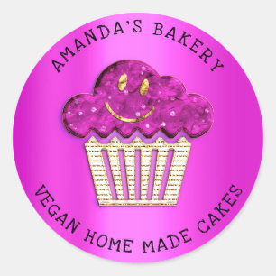 Sticker Rond Gâteaux Douceur Boulangerie maison Muffin Smile Or
