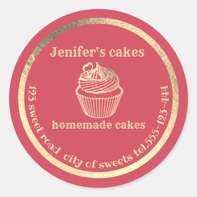 Sticker Rond Gâteaux et gâteaux faits maison en or (Devant)