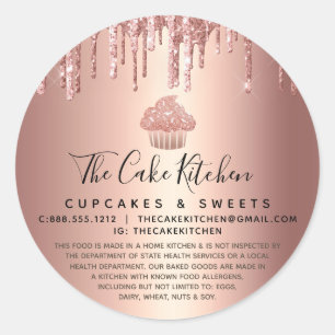 Sticker Rond Gâteaux Rose Gold Drips Boulangerie Pâtisserie Che