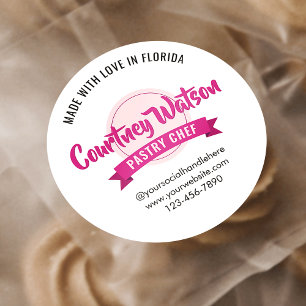 Sticker Rond Gâteaux tendance rose Pâtisserie Boulangerie Chef 