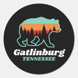 Sticker Rond Gatlinburg Tennessee TN Cool Bear Retro Vintage