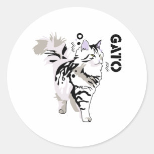 Sticker Rond Gato