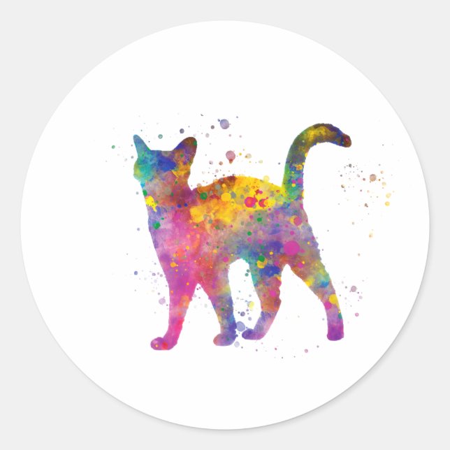 Sticker Rond Gato abisinio silueta en acuarela (Devant)