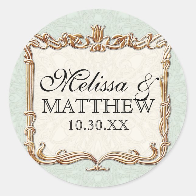 Sticker Rond Gatsby Art Déco Nouveau dentelle Faux Gold Tulip (Devant)