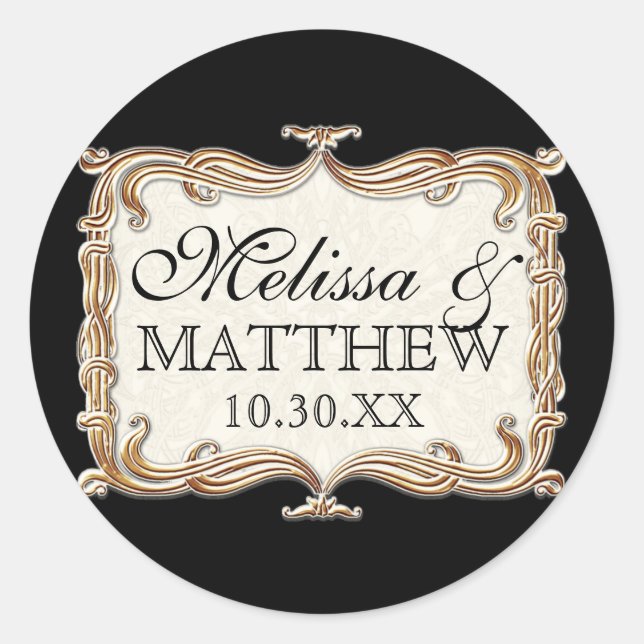 Sticker Rond Gatsby Art Déco Nouveau dentelle Faux Gold Tulip (Devant)