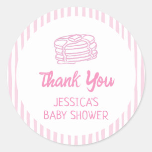 Sticker Rond Gaufres et Pyjamas Fille Baby Shower Petit Déjeune