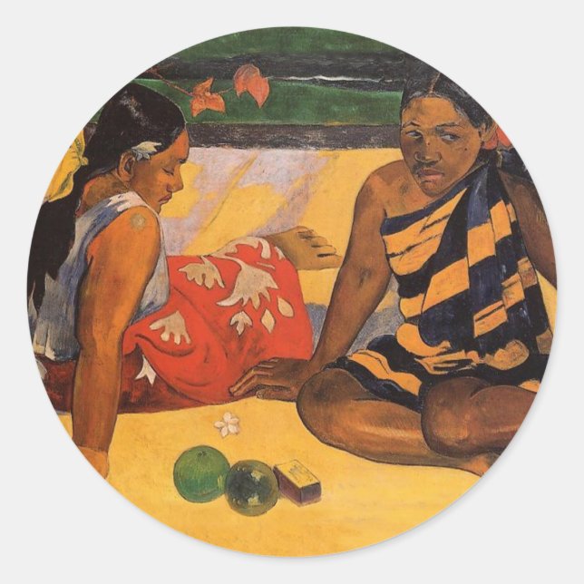Sticker Rond Gauguin Polynésie Française Tahiti Femmes Peinture (Devant)