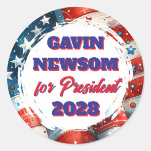 Sticker Rond Gavin Newsom pour le président politique