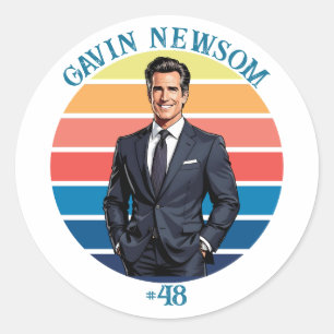Sticker Rond Gavin Newsom   Vintage #48 Noël