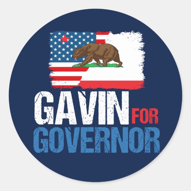 Sticker Rond Gavin pour gouverneur de Californie en 2018 (Devant)