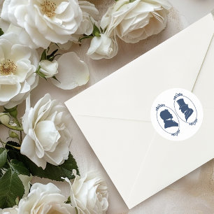 Sticker Rond Gay Grooms Regency Roses bleus