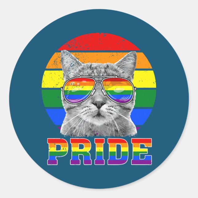 Sticker Rond Gay pride Cat Gay Cat Pride LGBT Gay Gay pride (Devant)