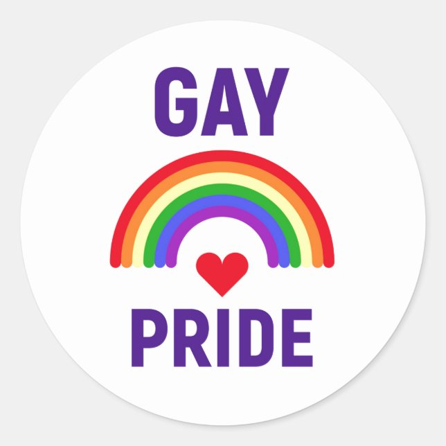 Sticker Rond Gay pride | Coeur et arc-en-ciel (Devant)