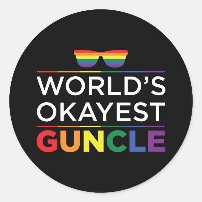 Sticker Rond Gay pride de mondes Gayest Guncle (Devant)