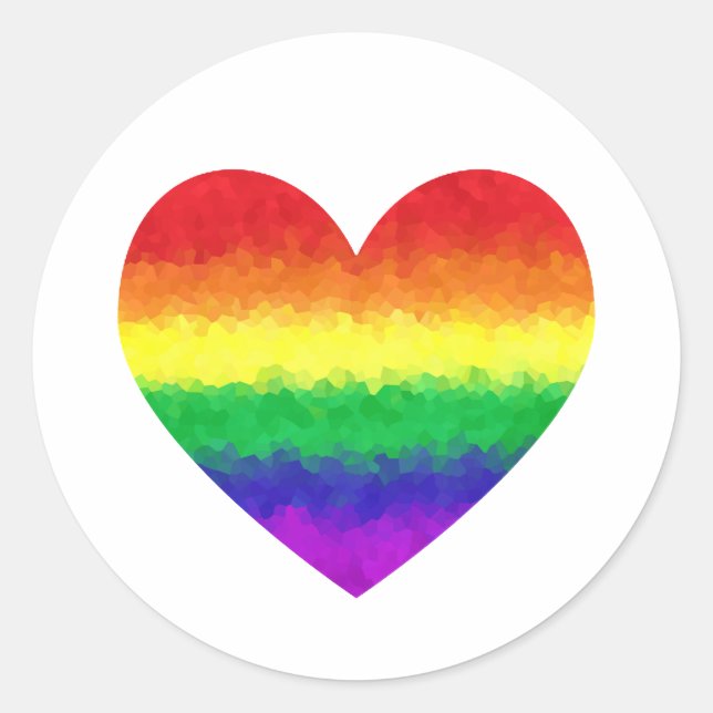 Sticker Rond Gay pride Géométrique Rainbow Heart LGBT Love (Devant)