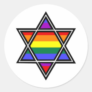 Sticker Rond Gay pride Rainbow Star de David