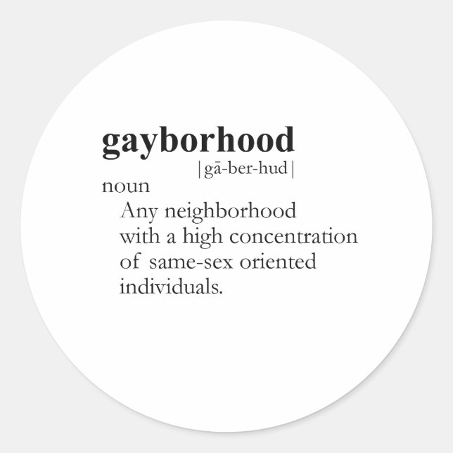 STICKER ROND GAYBORHOOD / GAY SLANG T-SHIRT (Devant)