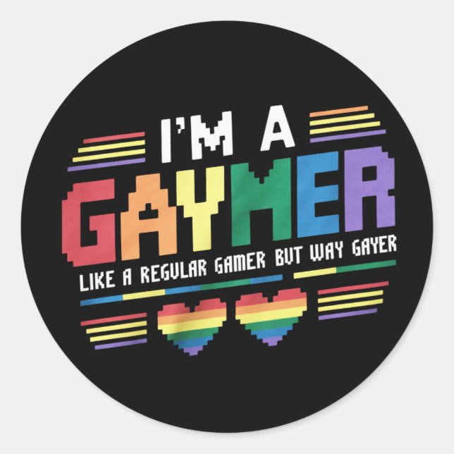 Sticker Rond Gaymer Comme Un Joueur Régulier Mais Way Gayer Gam (Devant)