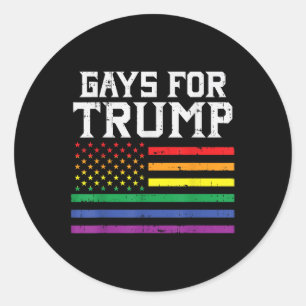 Sticker Rond Gays Pour Trump Usa Flag Pro Réélire Donald 2020