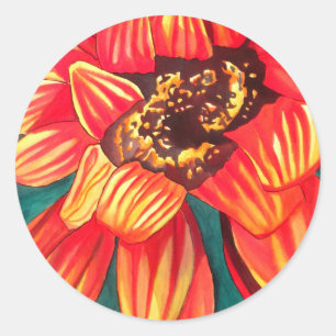 Sticker Rond Gazania desert flower art par Sacha Grossel