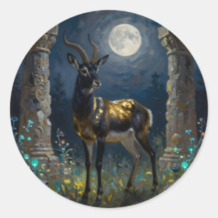 Sticker Rond Gazelle noire et dorée Illustration de la faune
