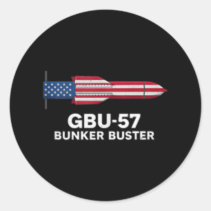 Sticker Rond Gbu-57 Bunker Buster Drapeau Américain 4 Juillet T