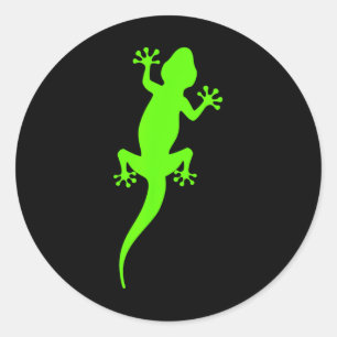 Sticker Rond Gecko grimpeur vert funky