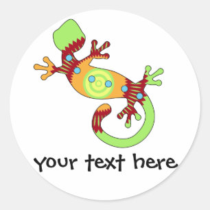 Sticker Rond Gecko Lizard coloré