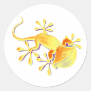 Sticker Rond Gecko souriant faites votre propre arrière - pla