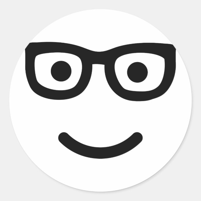 Sticker Rond Geek de lunettes nerd (Devant)
