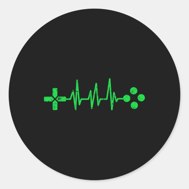 Sticker Rond Geek Heartbeat Gaming (Devant)