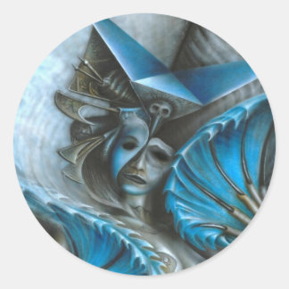 Sticker Rond Geisha en bleu