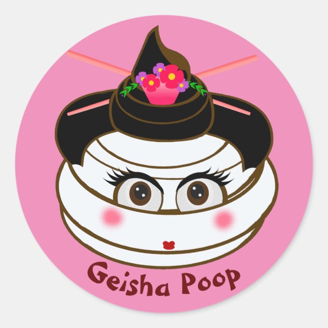 Sticker Rond Geisha Poop Emoji (Devant)