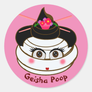 Sticker Rond Geisha Poop Emoji