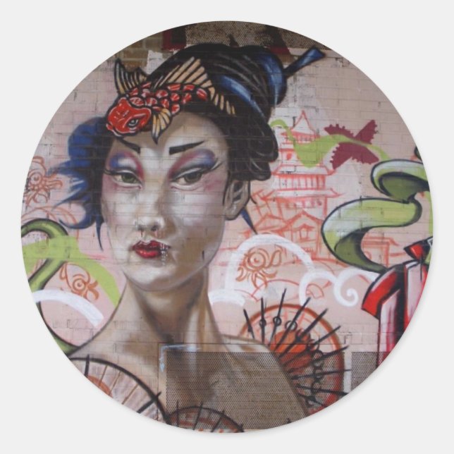 Sticker Rond Geisha Urban Graffiti Street Art (Devant)