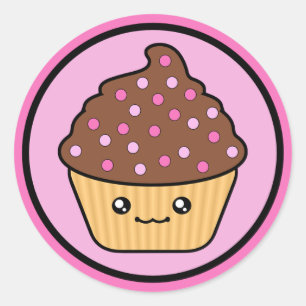 Sticker Rond Gel au chocolat Kawaii Cupcake