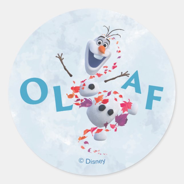 Sticker Rond Gelé 2 : Olaf Dans La Brise (Devant)