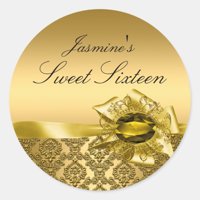 Sticker Rond Gem & Bow|Sticker Gold Sweet 16 (Devant)