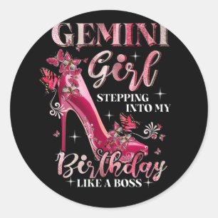 Sticker Rond Gemini Girl Entrant Dans Mon Anniversaire Comme Un