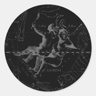 Sticker Rond Gemini Zodiac Constellation Hevelius 1690