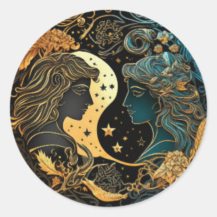 Sticker Rond Gemini Zodiac Graphic