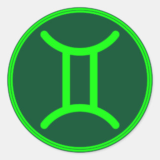 Sticker Rond Gemini Zodiac Symbol Green Contrast