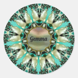 Sticker Rond GEMMA ~ Motif Abstrait lumineux ~ Personnalisé ~