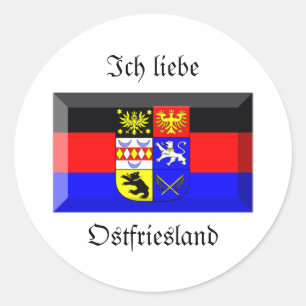 Sticker Rond Gemme de drapeau d'Ostfriesland